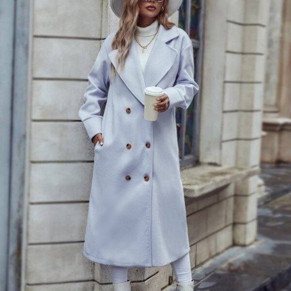 Jackets & Blazers - Classic Double Breasted Overcoat - light blue